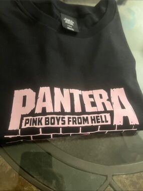 Urban Outfitters Black Tee with Pink 'Pantera' Graphic